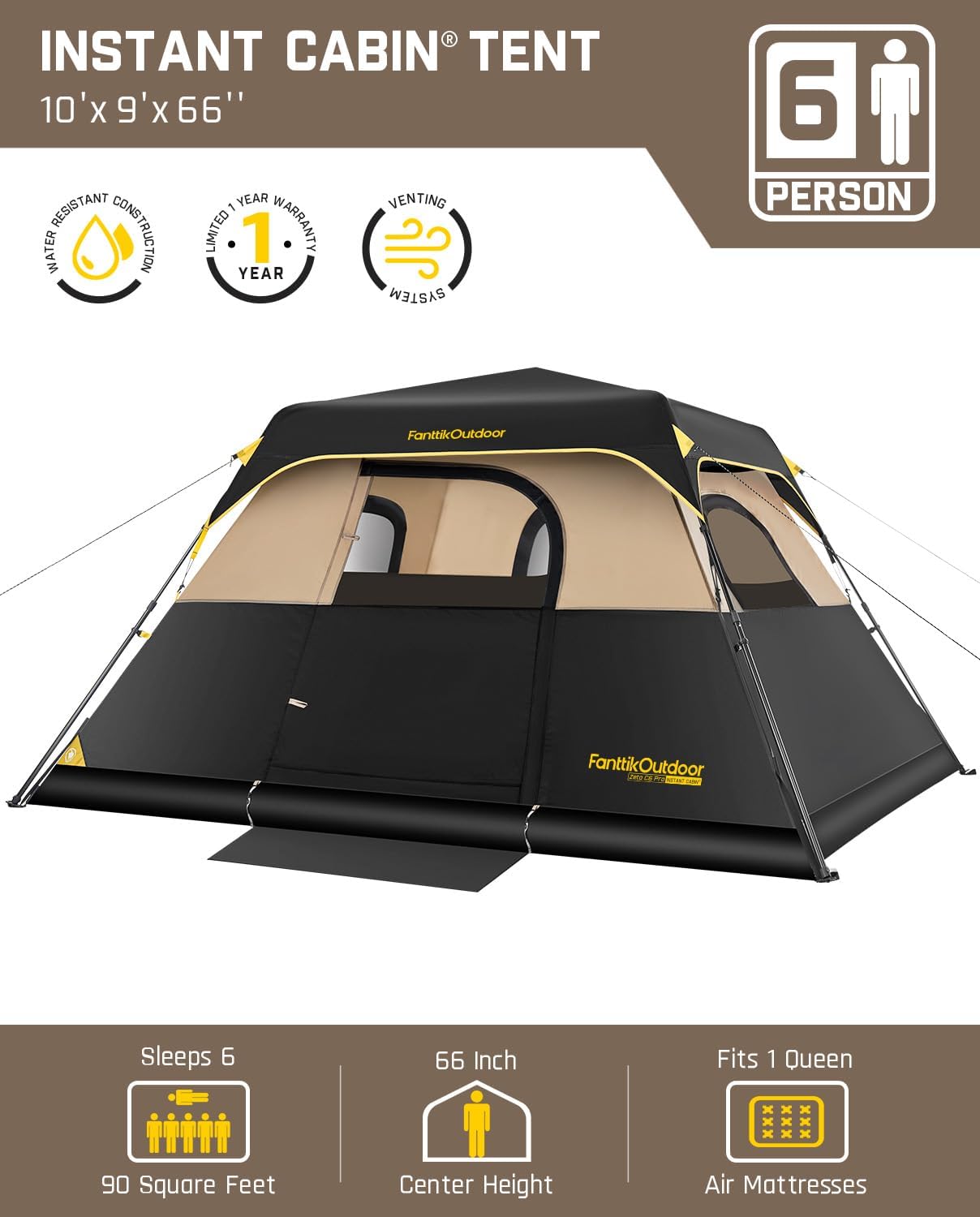 FanttikOutdoor 4/6/8/10 Person Instant Tent for Camping Setup in 60s - Image 2
