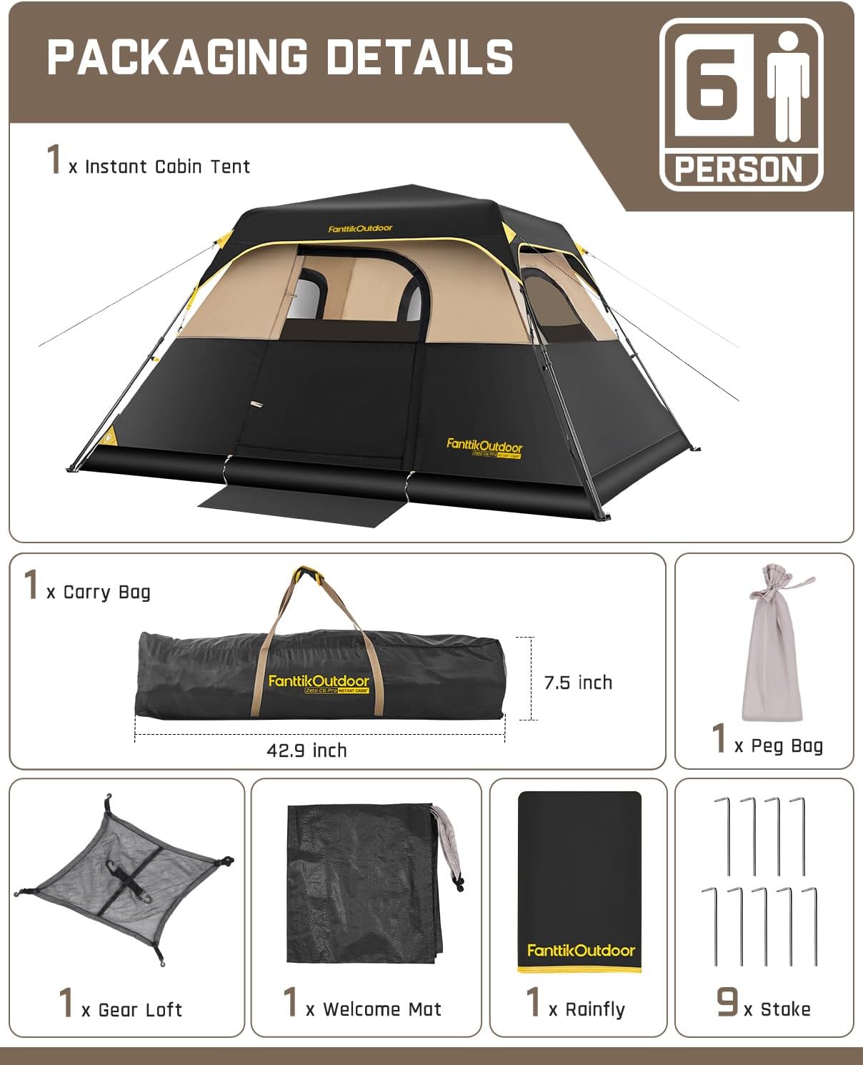 FanttikOutdoor 4/6/8/10 Person Instant Tent for Camping Setup in 60s - Image 7