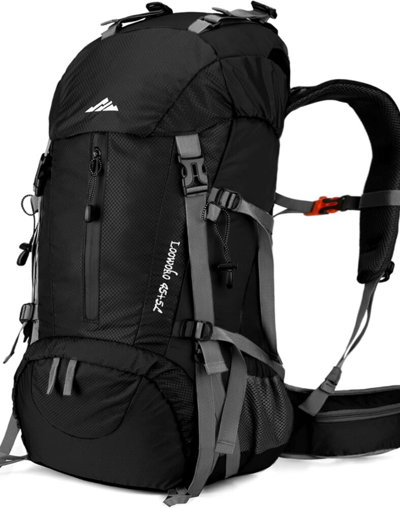 Loowoko 50L Hiking Backpack with Rain Cover for Both Men & Women